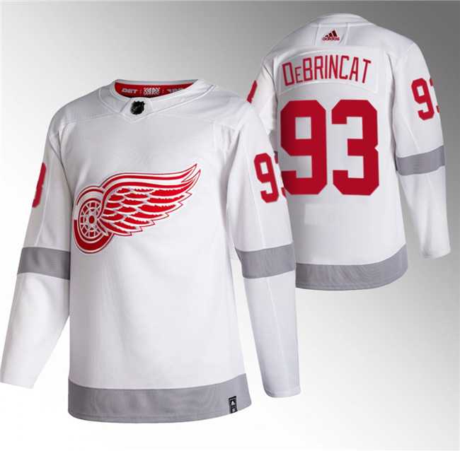 Mens Detroit Red Wings #93 Alex DeBrincat White 2020-21 Reverse Retro Stitched Jersey->detroit red wings->NHL Jersey